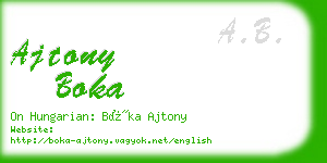 ajtony boka business card